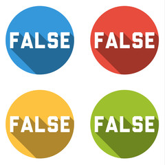 Collection of 4 isolated flat buttons for FALSE (choice or vote