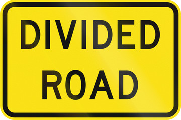 Australian road warning sign - Divided road