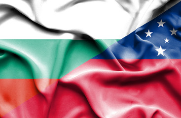 Waving flag of Samoa and Bulgaria