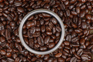coffee beans and stainless filter