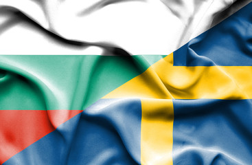 Waving flag of Sweden and Bulgaria