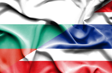 Waving flag of Thailand and Bulgaria