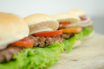 burgers and sausage