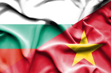 Waving flag of Vietnam and Bulgaria