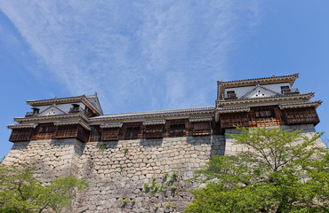 Fototapeta na wymiar North and South Corner Turrets of Matsuyama castle, Japan