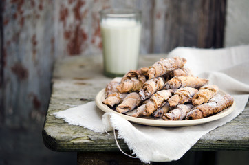 Homemade bagels with nuts
