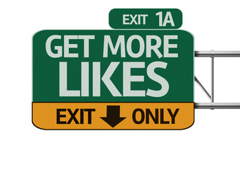 Fototapeta premium Get More Likes road sign isolated on white