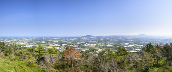 Fototapeta na wymiar Landscape view from the top of Jeoji Oreum