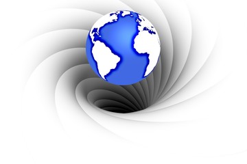 black hole absorbing the planet earth