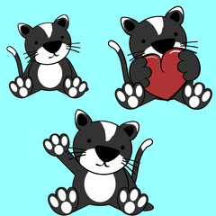 cute baby cat cartoon lovely set in vector format