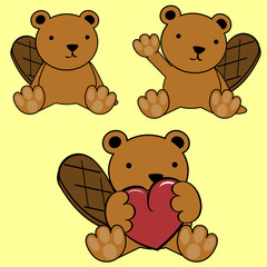 cute baby beaver cartoon lovely pack in vector format