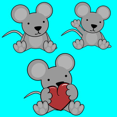 Love baby mouse cartoon lovely set in vector format