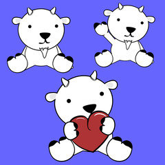 cute baby goat cartoon lovely set in vector format
