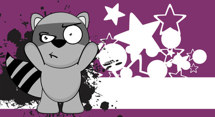 sweet raccoon cartoon expression background in vector format