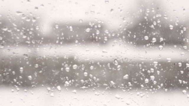 blurred view from the window with raindrops