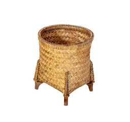 basket made from bamboo on a white background.