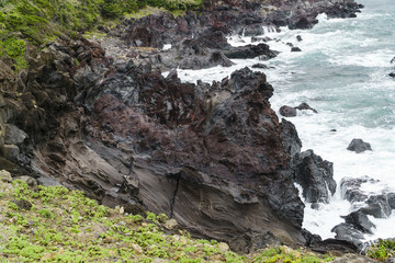 Volcanic rocks  at a coast of Jeju Island.