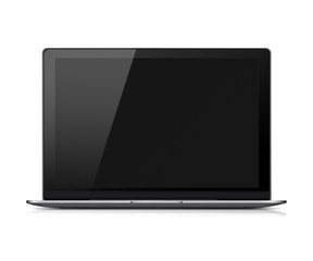 Laptop with black screen.