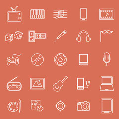 Entertainment line icons on orange background