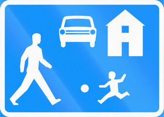 Road sign 573 in Finland - Residential zone