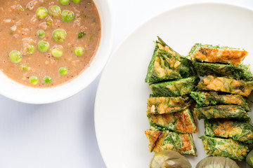 Nam Prik Ka Pi, Thailand chili sauce style with vegetable, Nam Prik Ka Pi is delicious and famous of food in Thailand.