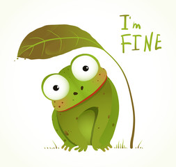 Green Baby Frog Childish Animal Fun Cartoon