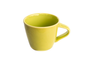 Green cup isolated on white background