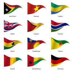 Set  Flags of world sovereign states. Vector illustration. 