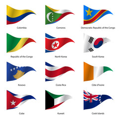 Set  Flags of world sovereign states. Vector illustration. 