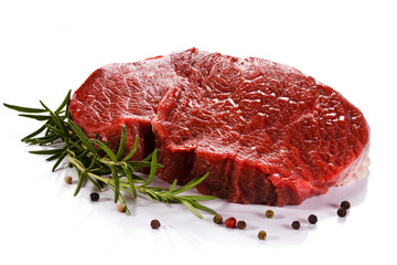Fresh raw beef on white background 