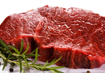Fresh raw beef on white background 