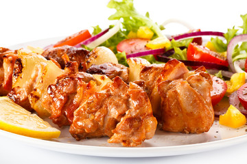 Shashlik - grilled meat and vegetables