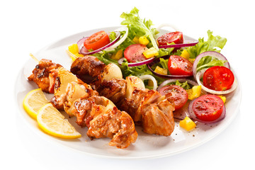 Shashlik - grilled meat and vegetables