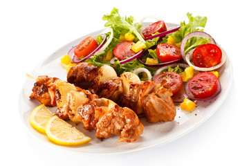Shashlik - grilled meat and vegetables