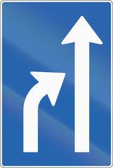 Icelandic road sign: The left lane ends