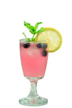 Summer party drink Cold fresh blueberry lemonade with mint