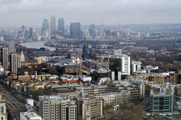 Fototapeta na wymiar City of London view towards Docklands
