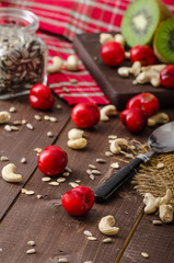 Domestic cherry yogurt with wonder chia seeds and granula