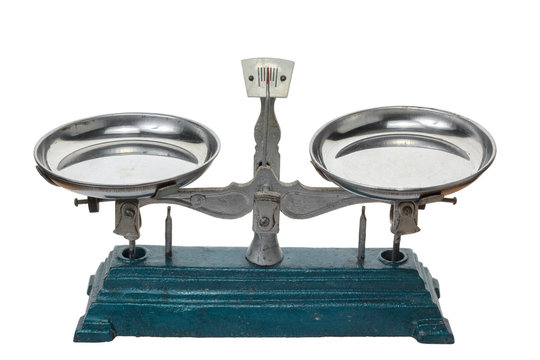 Old metal scale isolated on white background.
