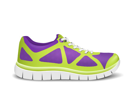 Realistic bright sport sneakers for running. Vector illustration