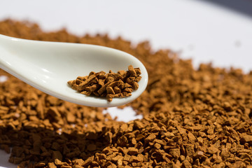 close-up images of roasted instant coffee powder 