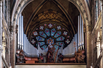 Pipe organ in Saint Catharine Church. Eindhoven, Netherlands