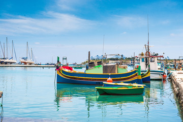 Naklejka na ściany i meble boats in Marsaxlokk harbor