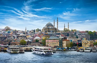 Poster Istanbul de hoofdstad van Turkije, oostelijke toeristische stad. © seqoya