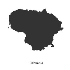 Black map of  Lithuania for your design