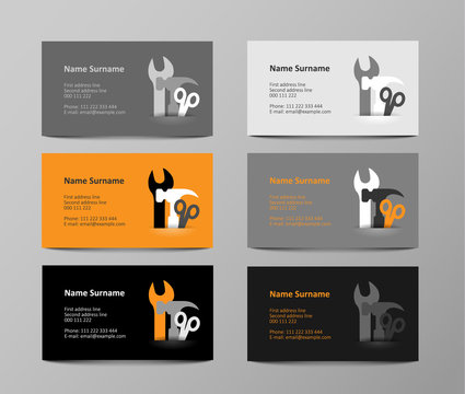 set of gray and orange business cards, illustration