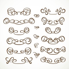 Set calligraphic elements for design on a white background