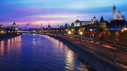 winter sunset in Moscow, Russia