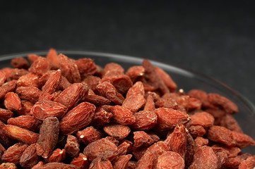 Dried goji berries on the table.
