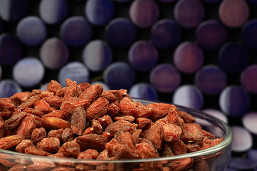 Dried goji berries on the table.